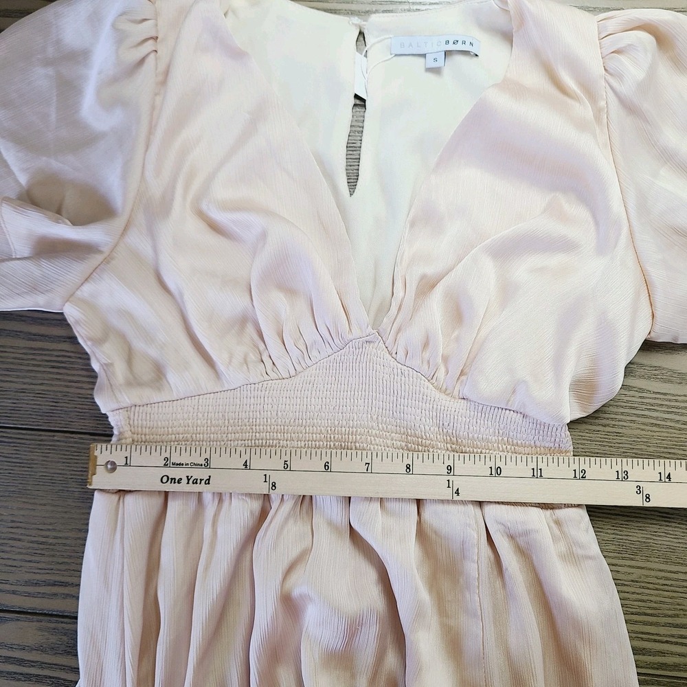 NEW Baltic Born‎ Birdie Maxi Dress S Cream Beige Silky Flowy V-Neck Formal Boho - Picture 12 of 13